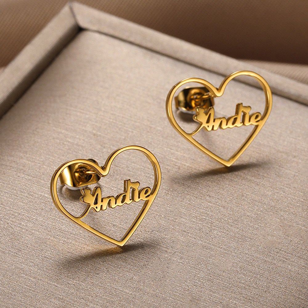 BOUCLES D'OREILLES COEUR JUSQU'À 2 PRÉNOMS