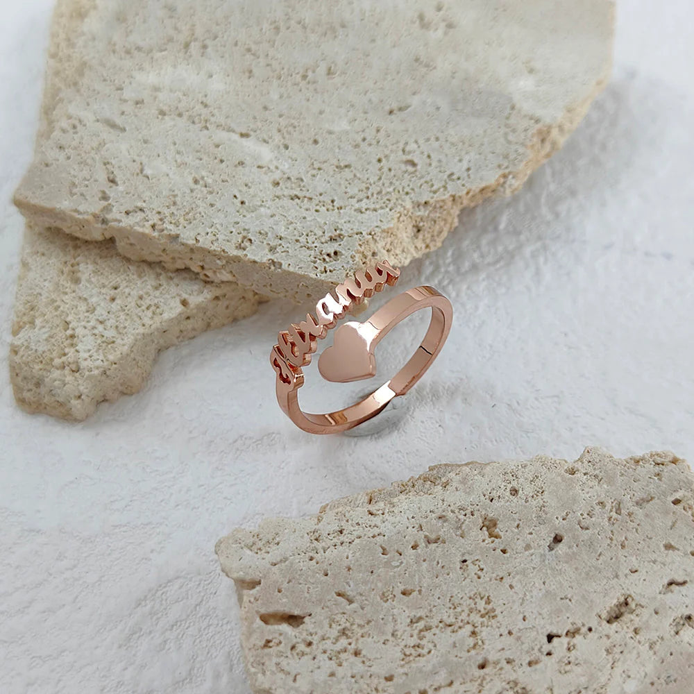BAGUE COEUR AJUSTABLE 1 PRÉNOM
