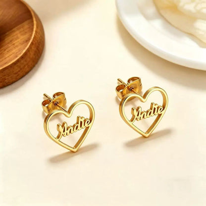 BOUCLES D'OREILLES COEUR JUSQU'À 2 PRÉNOMS