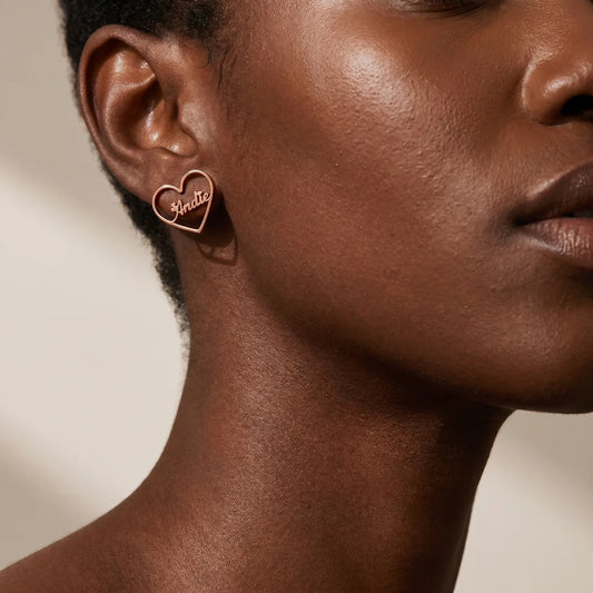 BOUCLES D'OREILLES COEUR JUSQU'À 2 PRÉNOMS