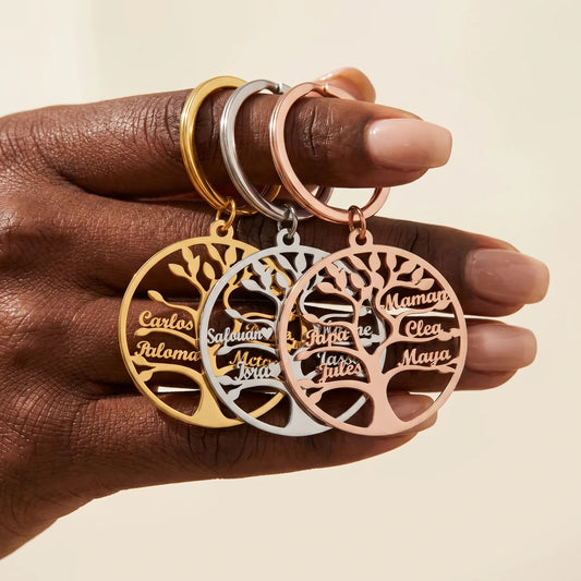 PORTE-CLÉS ARBRE DE VIE JUSQU'À 9 PRÉNOMS